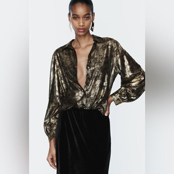ZARA FOIL SHIRT - Picture 2 of 7